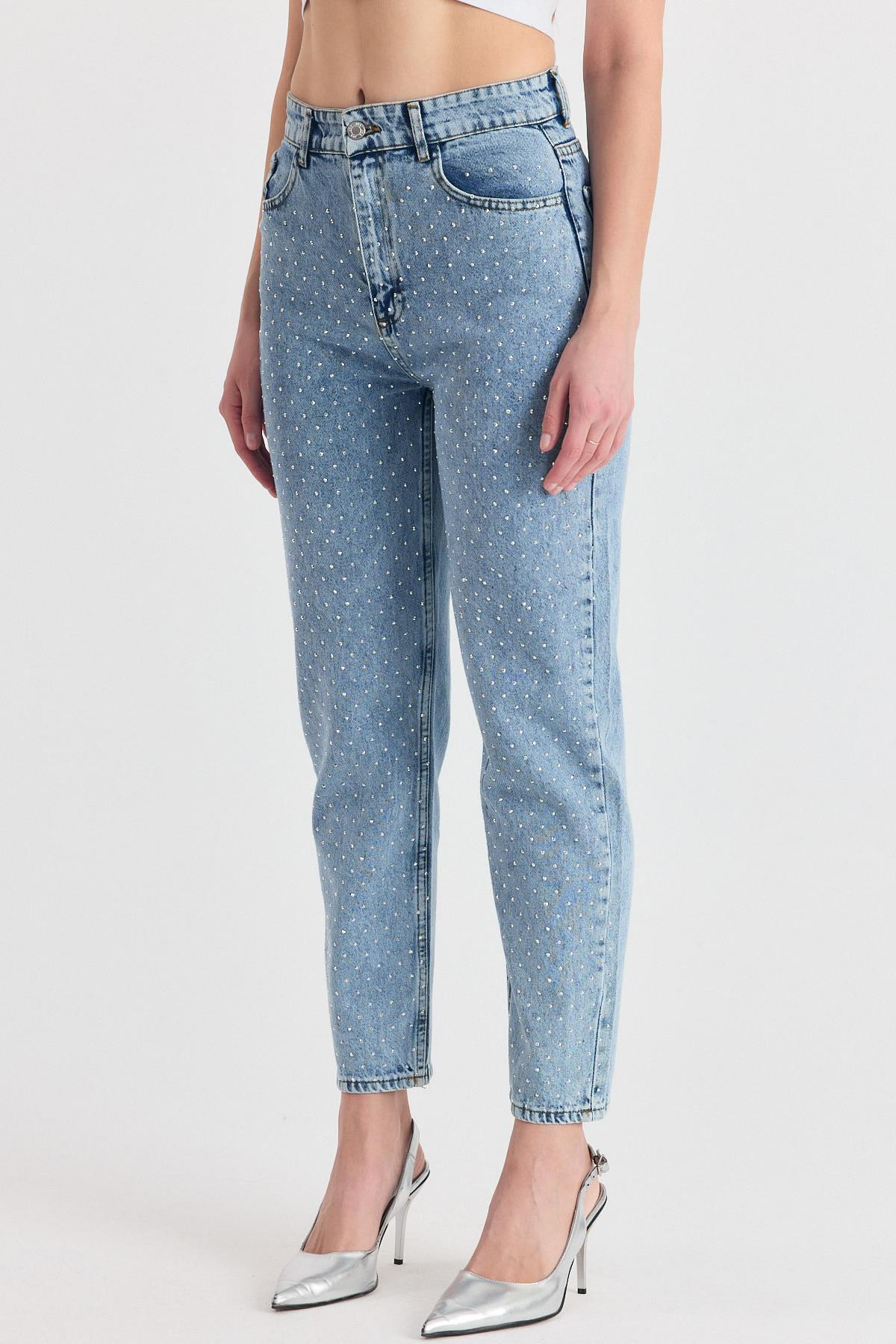 Buzkar Taş Detay Mom Jean 3332 - RAYS