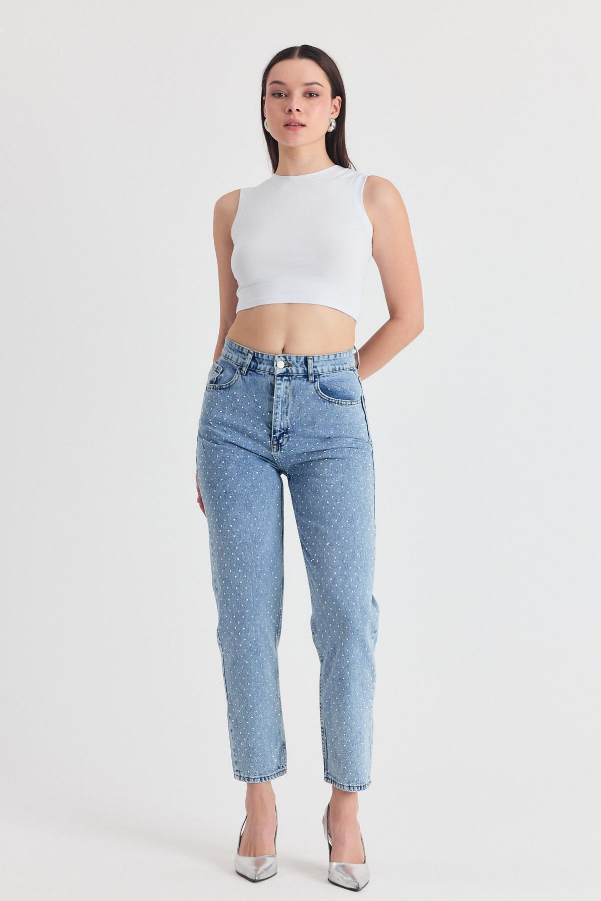 Buzkar Taş Detay Mom Jean 3332 - 7