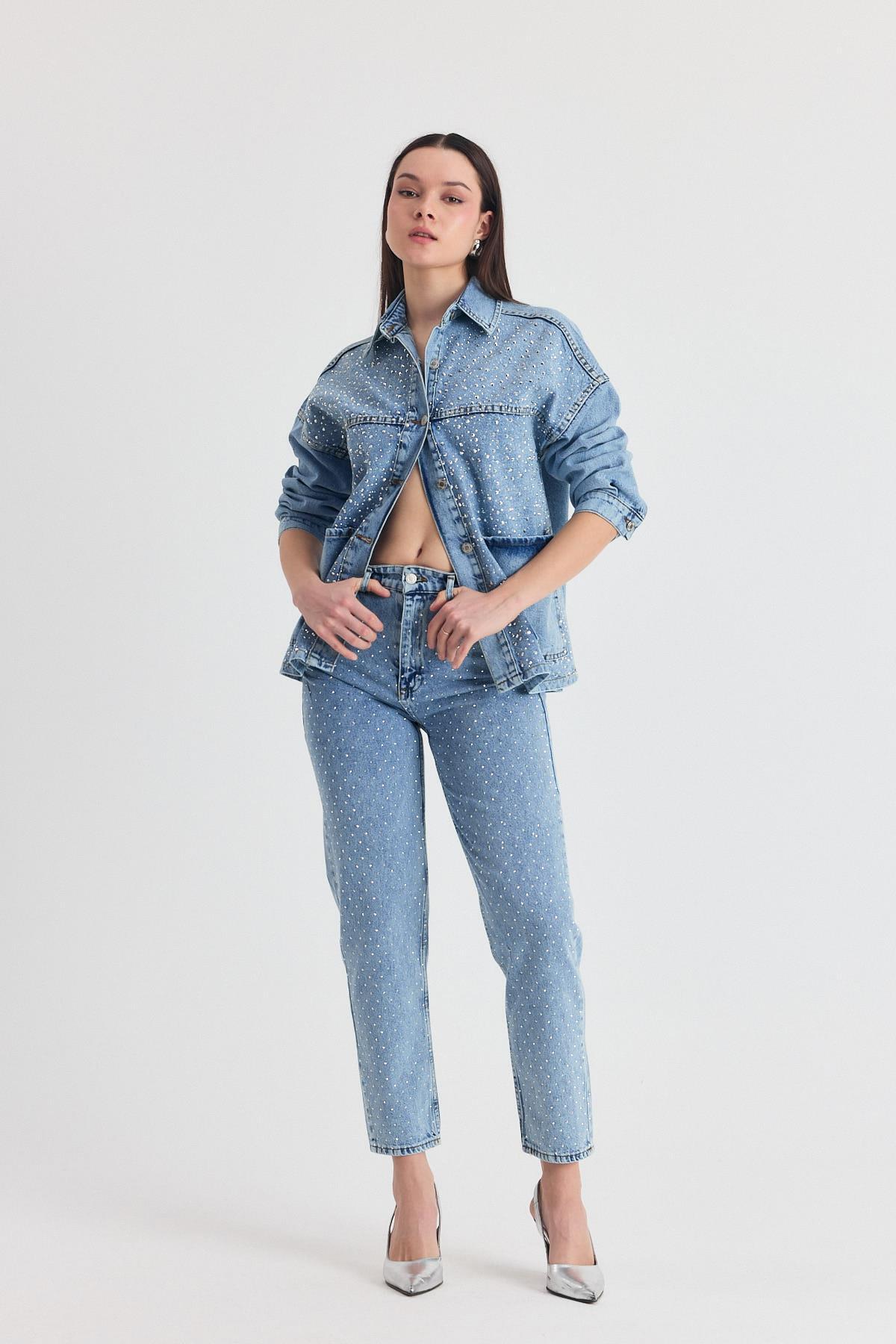 Buzkar Taş Detay Mom Jean 3332 - 8