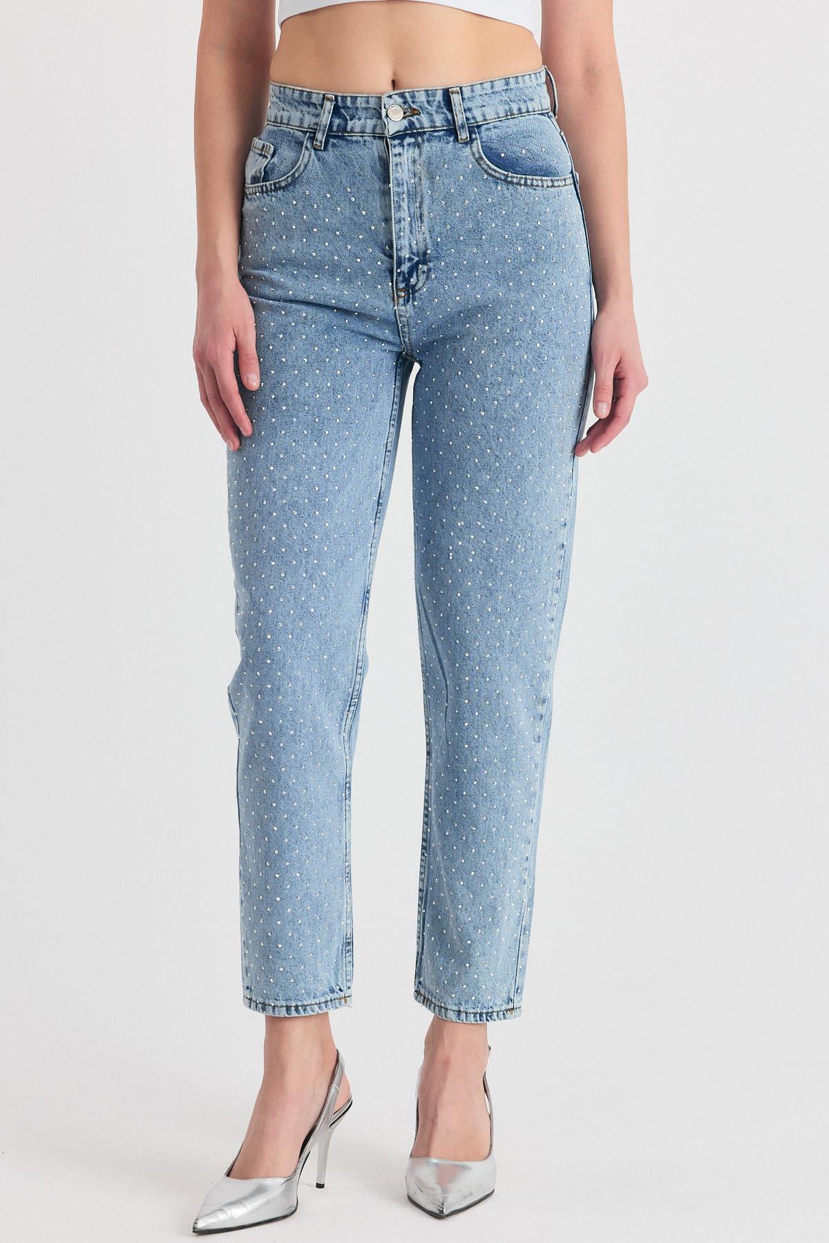 Buzkar Taş Detay Mom Jean 3332 - RAYS