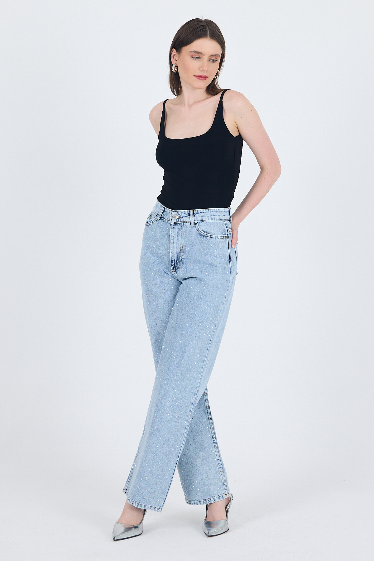 Buzkar Taş Detaylı Düz Paça Jean Pantolon 4910 - 2