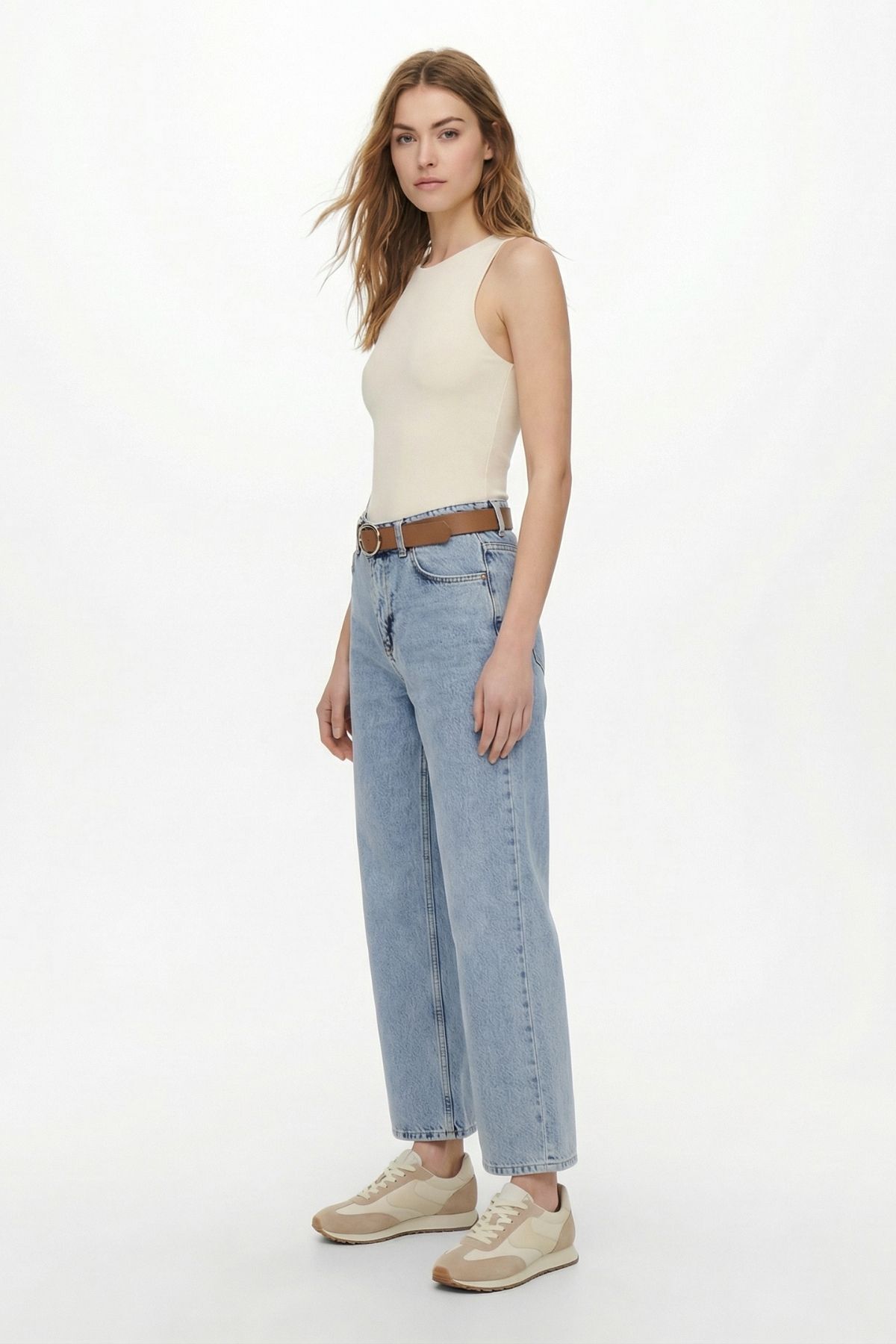 Buzkar Yüksek Bel Kemerli Düz Paça Jean 3085 - RAYS