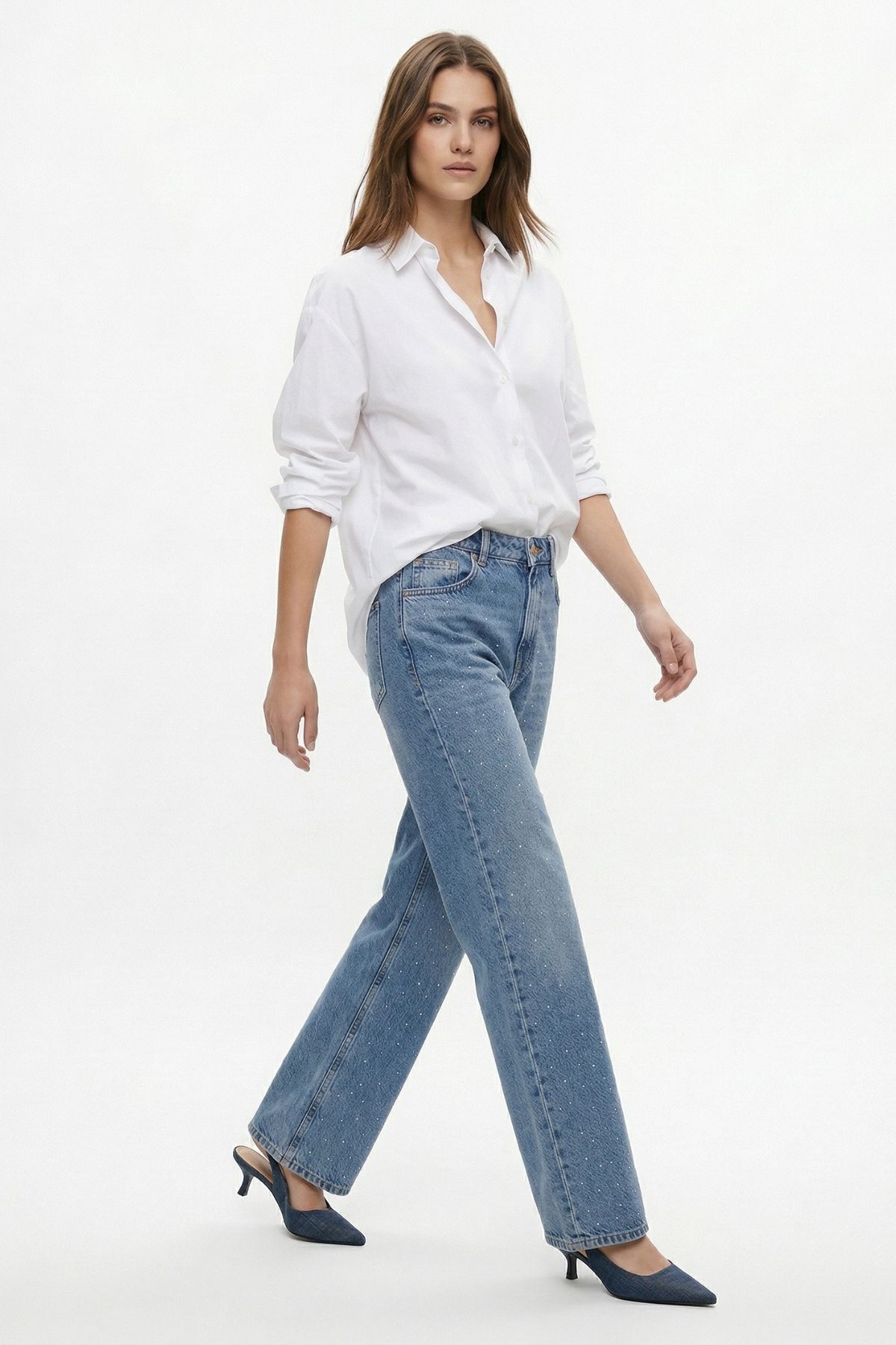 Buzkar Yüksek Bel Taşlı Jean 520 - RAYS