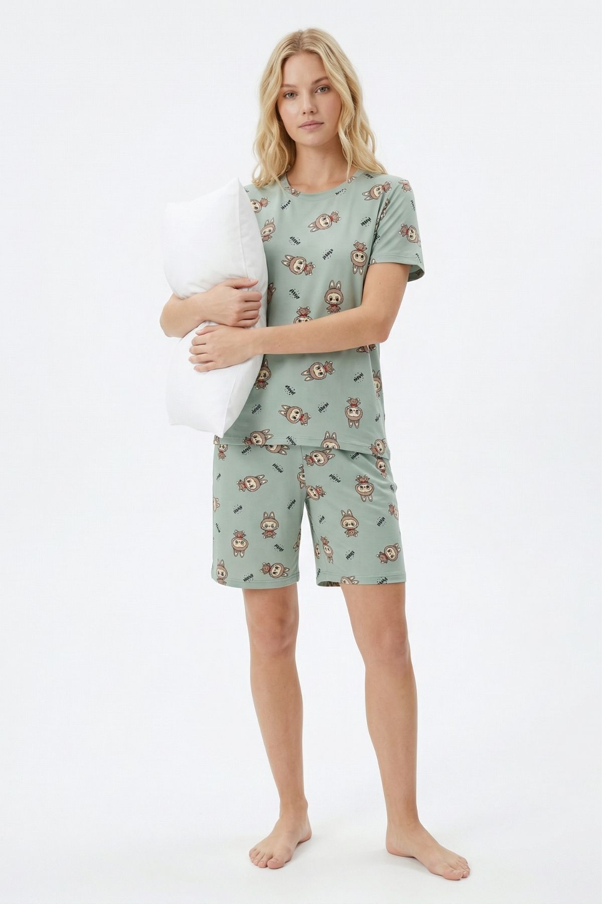 Çağla Labubu Desen Tişört Pijama Takım 0710 - 1