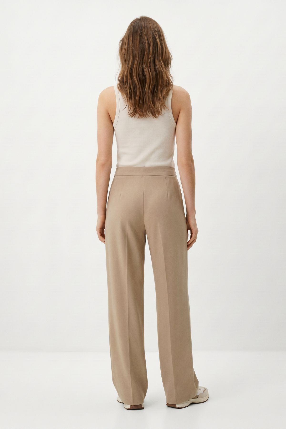 Camel Düğmeli Geniş Pantolon 3206A - RAYS