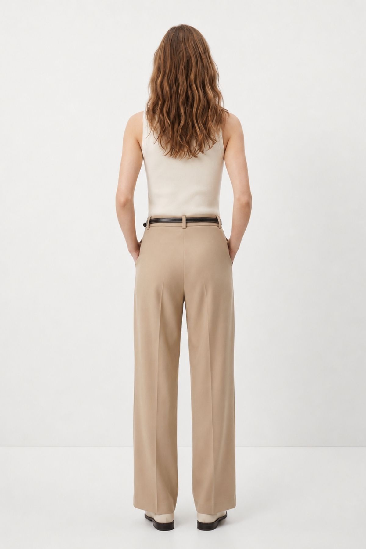 Camel Ön Pileli Kemerli Pantolon 8399A - RAYS
