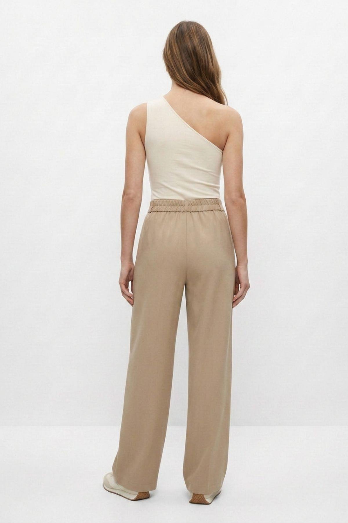 Pens Detay Palazzo Pantolon 8378A Camel - RAYS