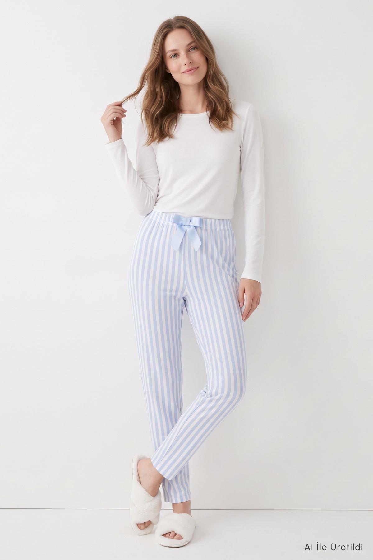 Çizgili Pijama 4523 Mavi - 1