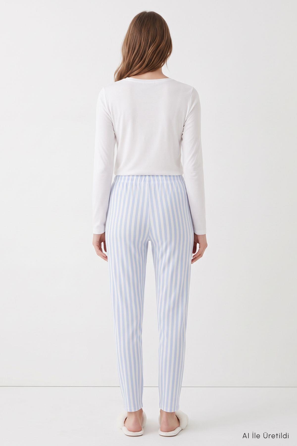 Çizgili Pijama 4523 Mavi - 3