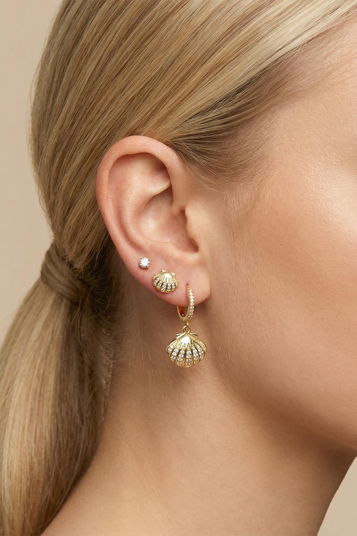 Deniz Kabugu Figürlü Çoklu Küpe Seti 0118 