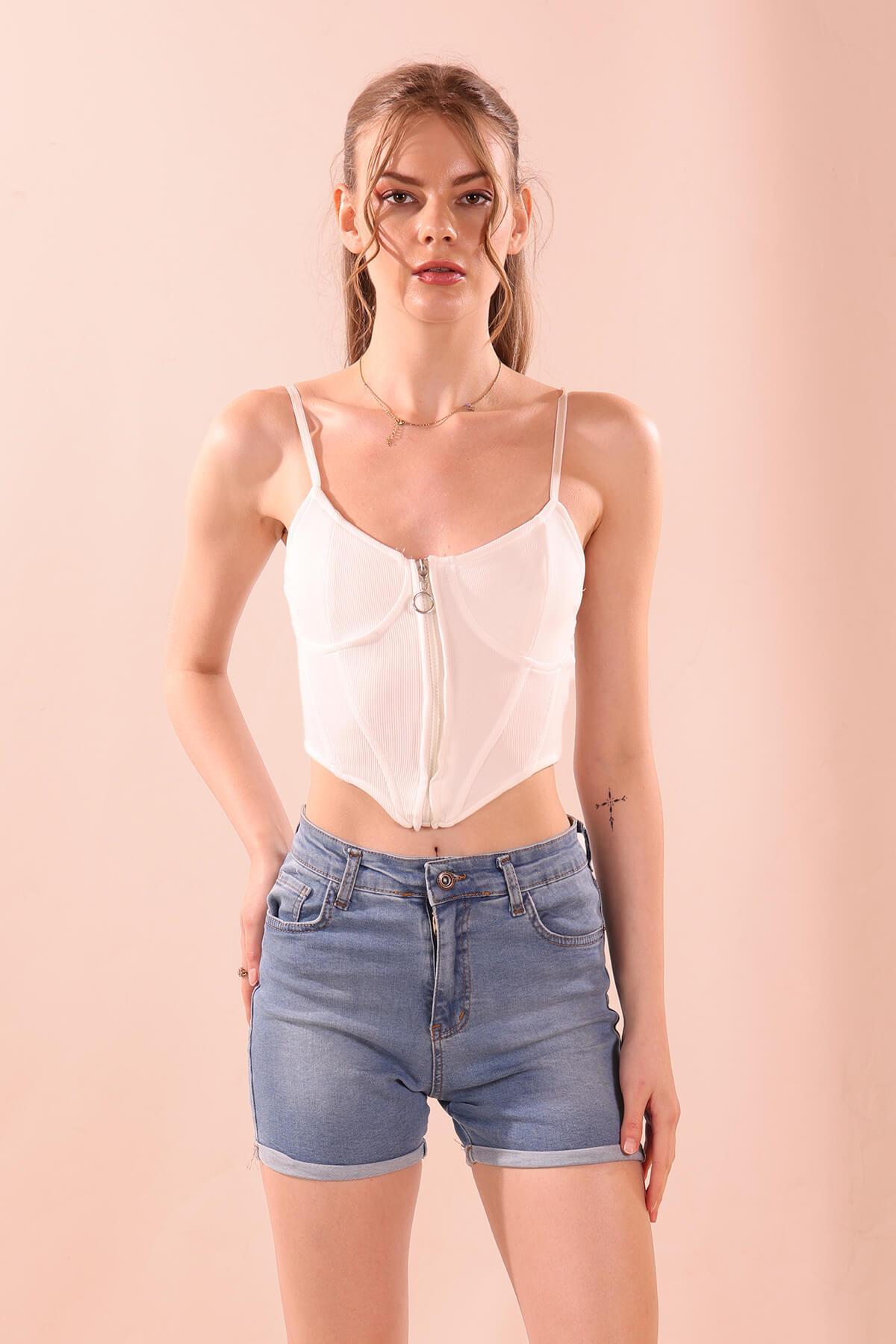 Double Paça Şort - 0181 Mavi - 2