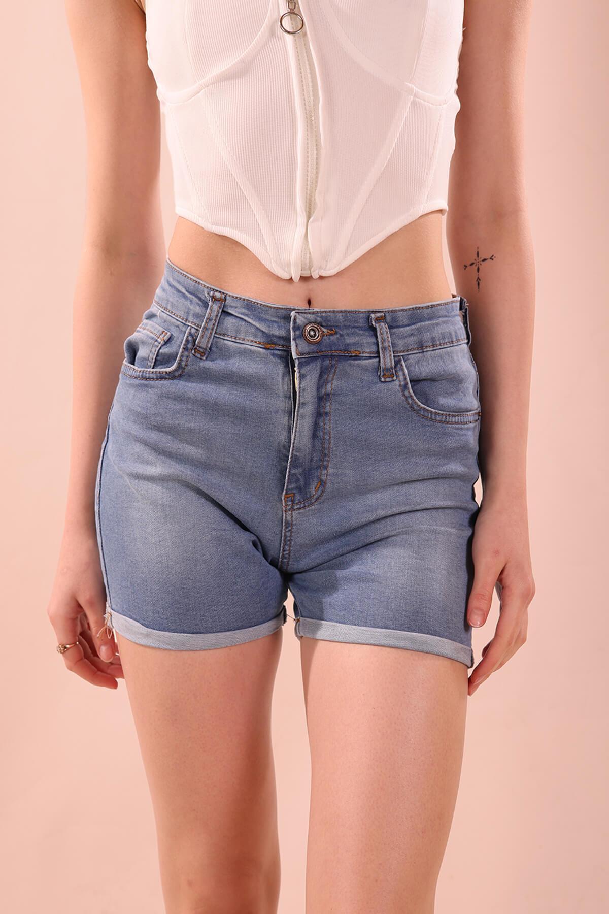 Double Paça Şort - 0181 Mavi - 5