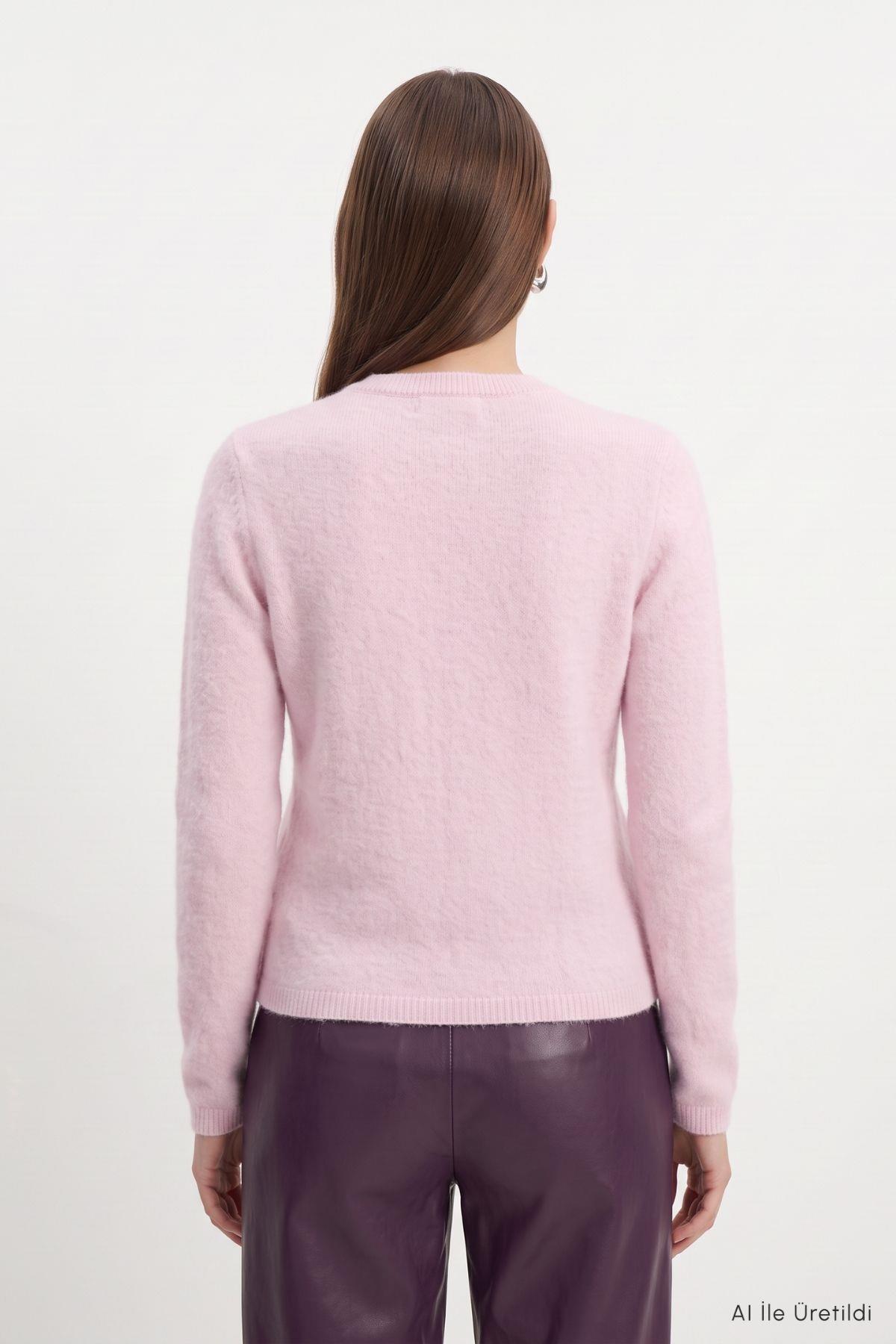 Düğmeli Hırka 07295 Pembe - 5