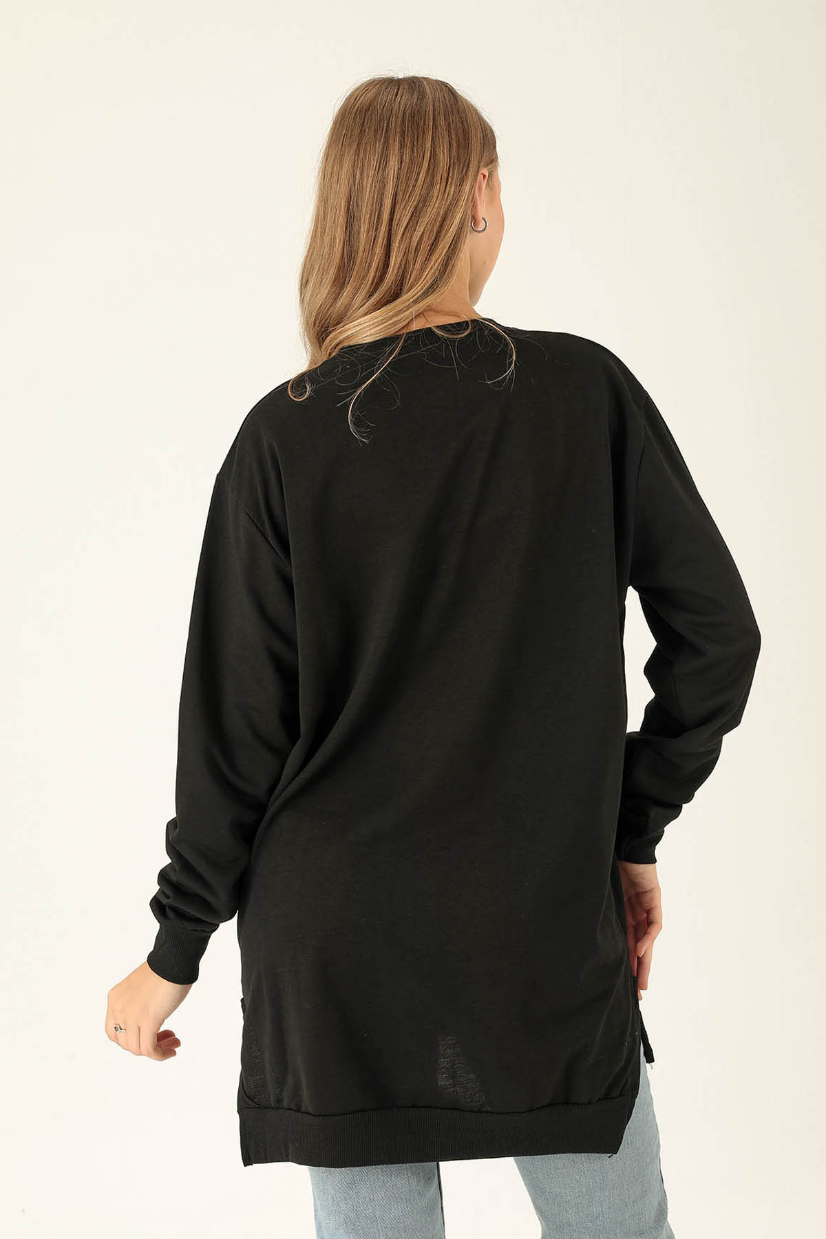 Düz Basic Bayan Sweat - 0013 Siyah - 5