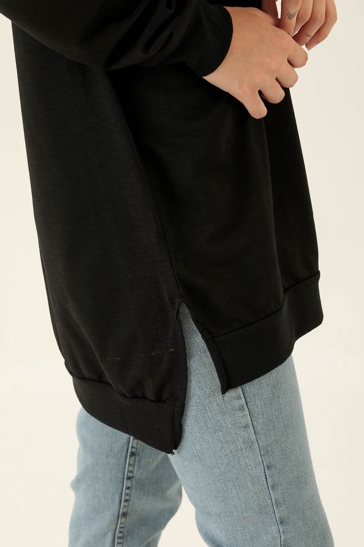 Düz Basic Bayan Sweat - 0013 Siyah - 6