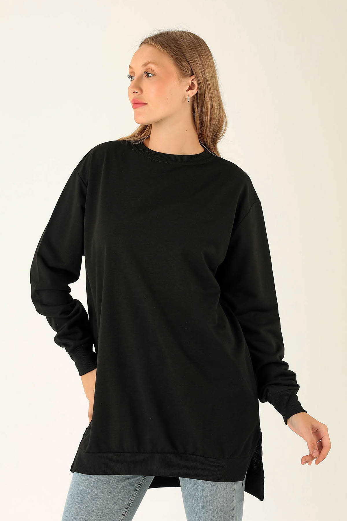 Düz Basic Bayan Sweat - 0013 Siyah - 2