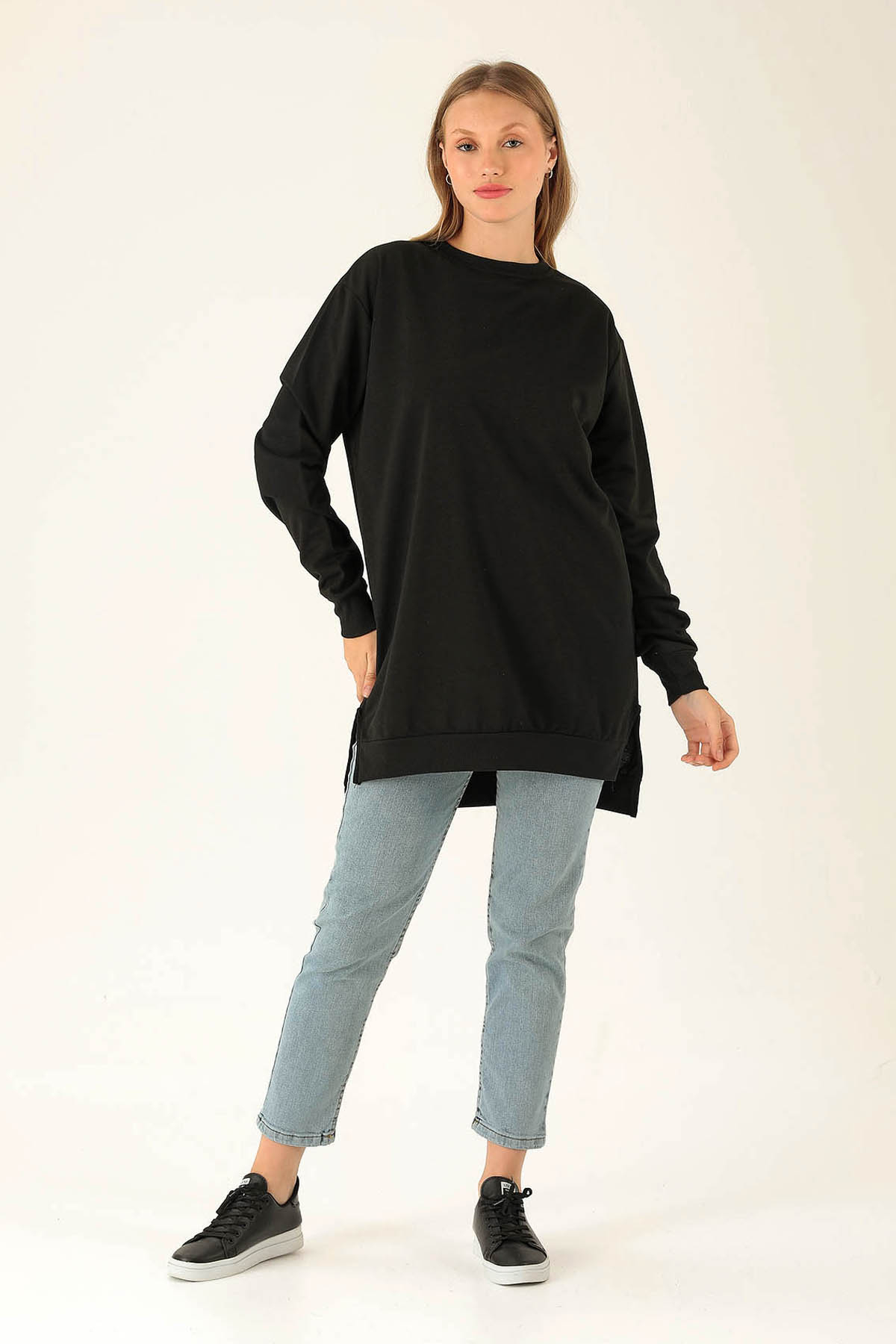 Düz Basic Bayan Sweat - 0013 Siyah - 3