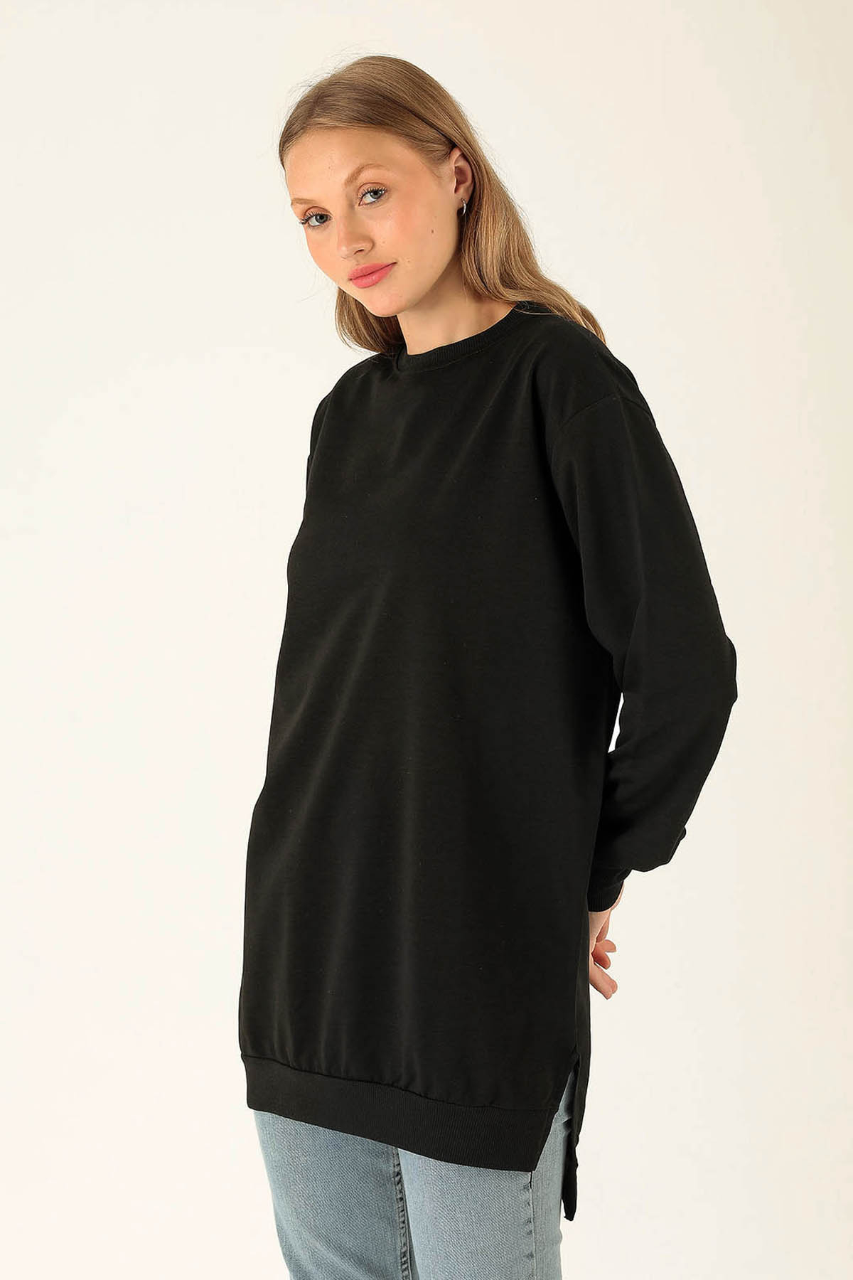 Düz Basic Bayan Sweat - 0013 Siyah - 1