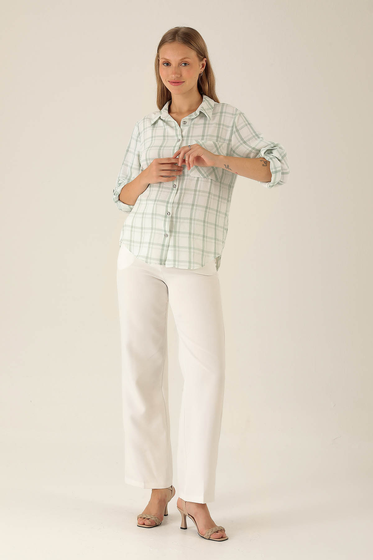 Ekoseli Bayan Gömlek - 6791A Çağla - 3