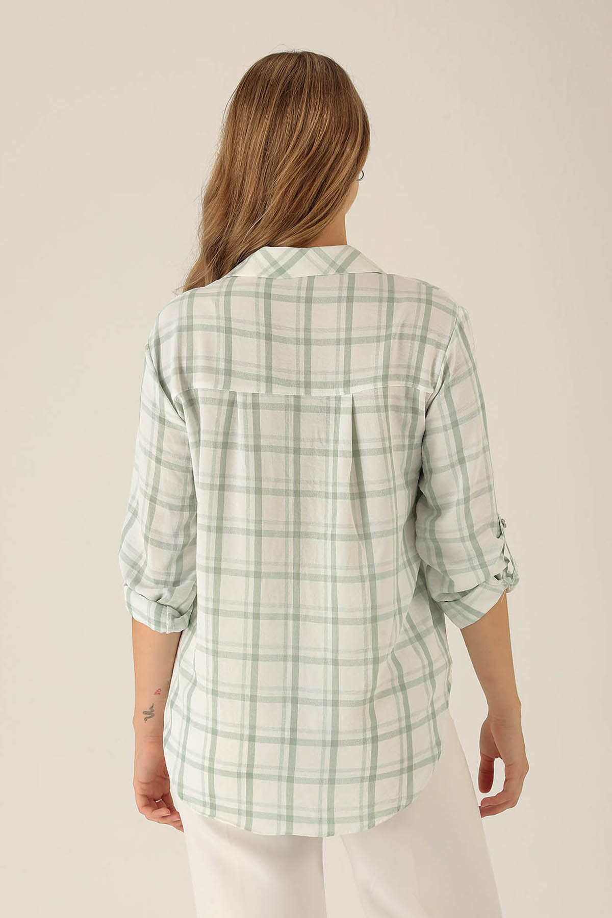 Ekoseli Bayan Gömlek - 6791A Çağla - 5