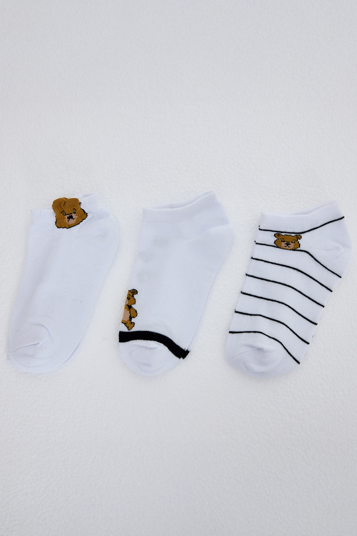 Ekru Ayı Desenli 3'lü Örme Çorap 1212 - RAYS