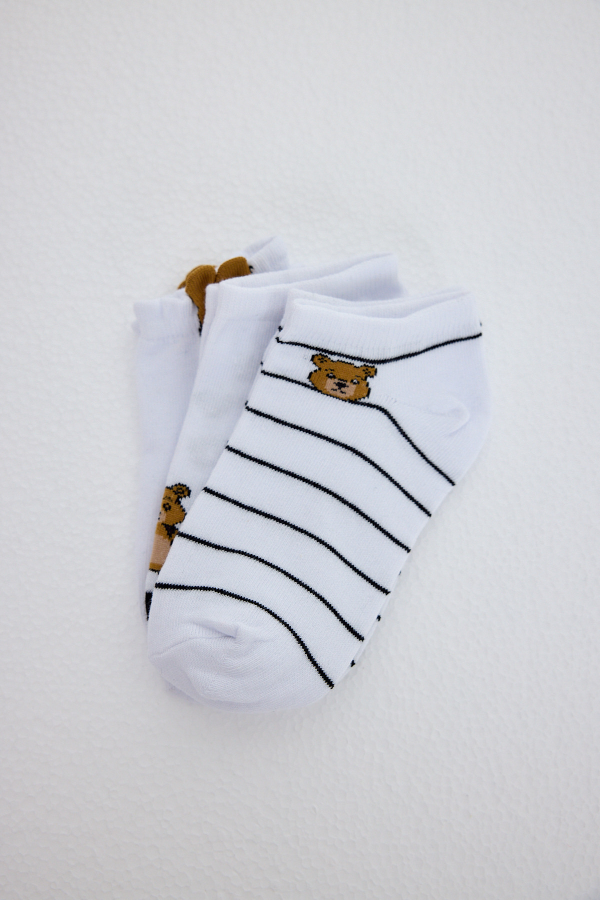 Ekru Ayı Desenli 3'lü Örme Çorap 1212 - RAYS (1)