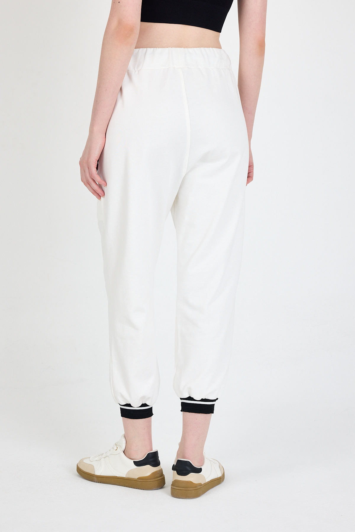 Ekru Bel Lastikli Cepli Şerit Detaylı Jogger Eşofman Altı 81524 - 5