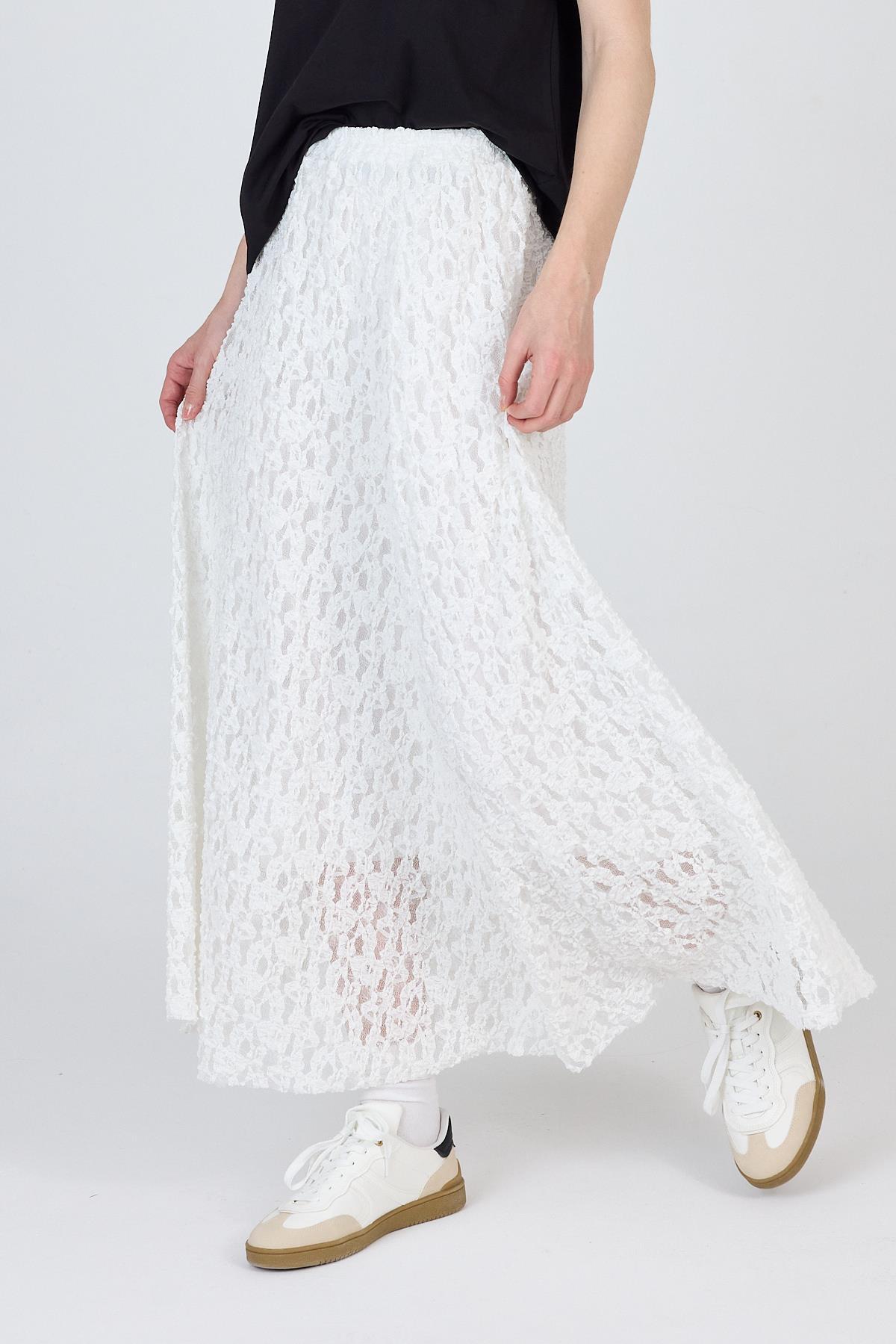 Ekru Dantel Detaylı Astarlı Etek 2582 - 7