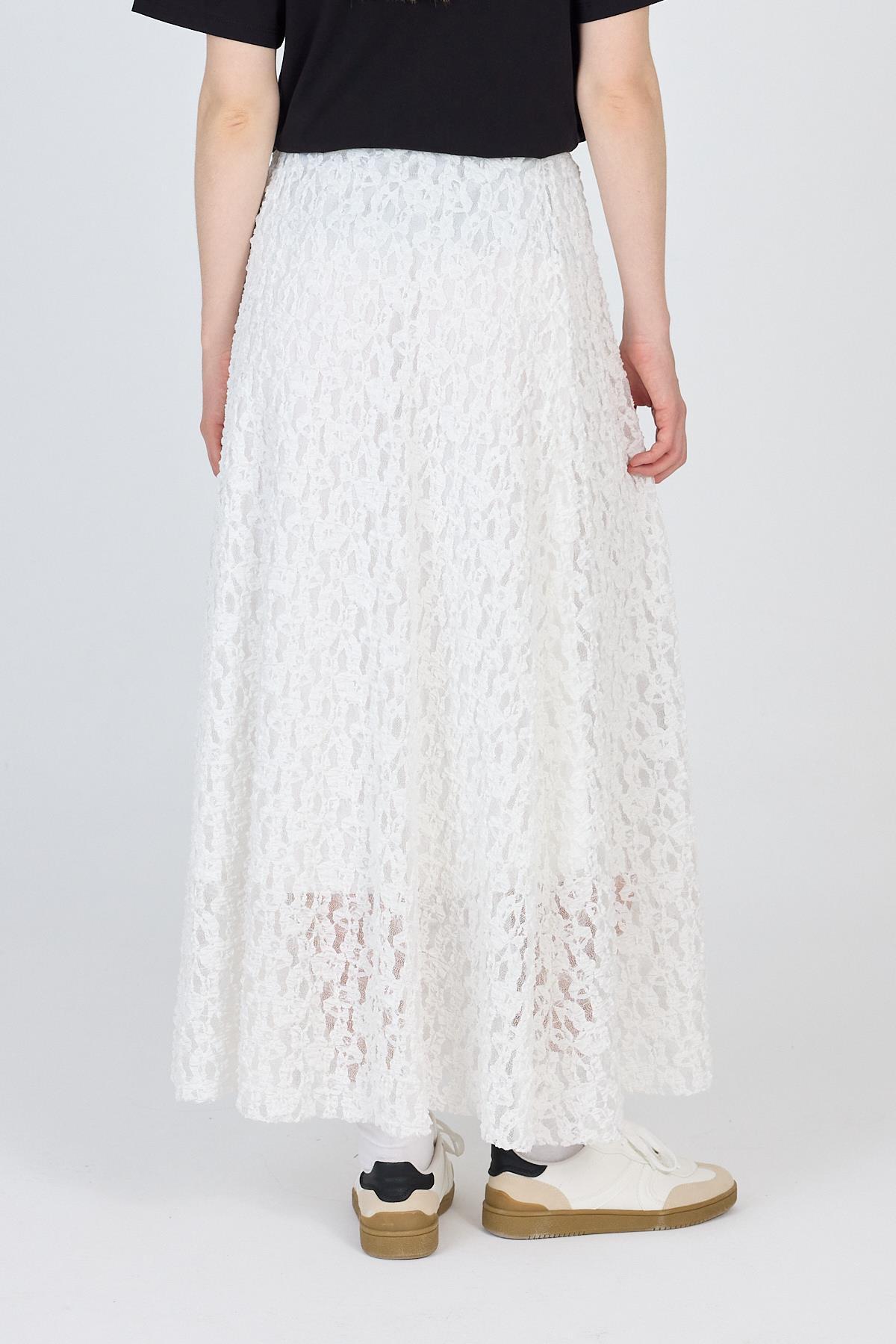 Ekru Dantel Detaylı Astarlı Etek 2582 - 5