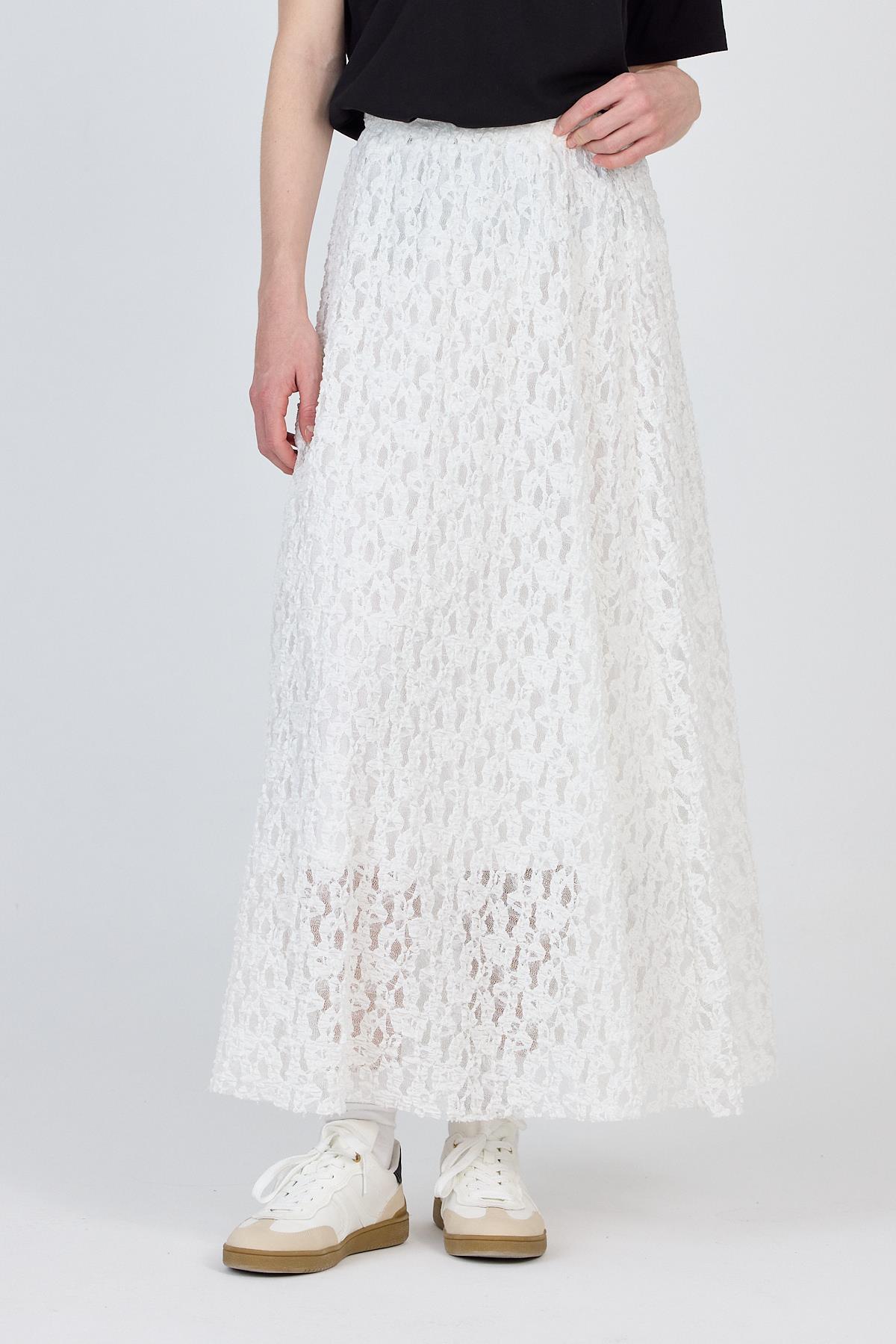 Ekru Dantel Detaylı Astarlı Etek 2582 - 2