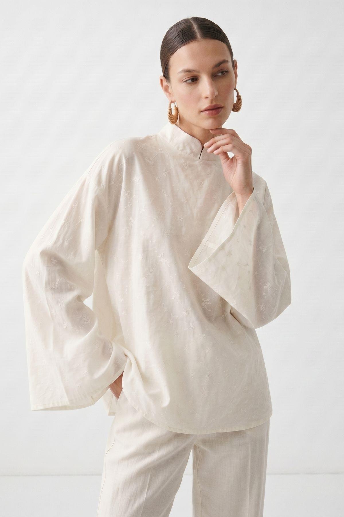 Desenli Tunik 3472 Ekru - RAYS (1)