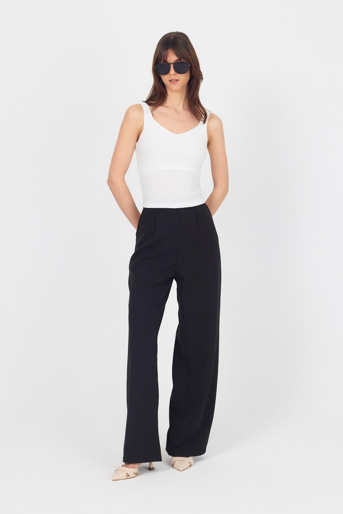 Ekru Kalın Askılı V Yaka Bluz 13293 - 6