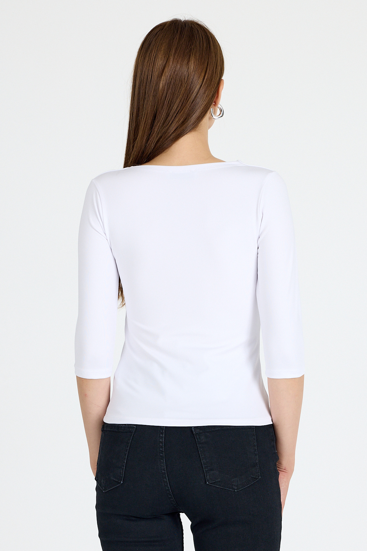 Ekru Kare Yaka Örme Body 9193M - 5