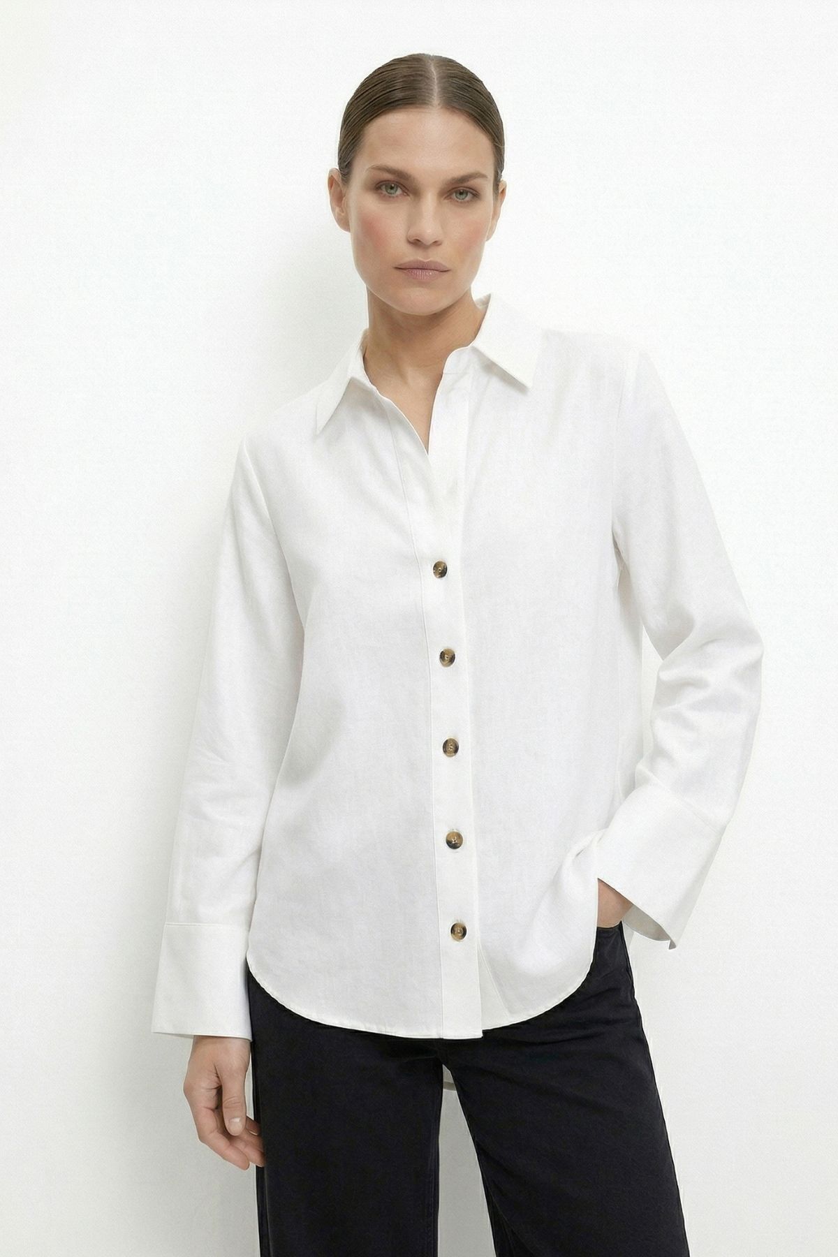 Ekru Salaş Gömlek 7276 - 2