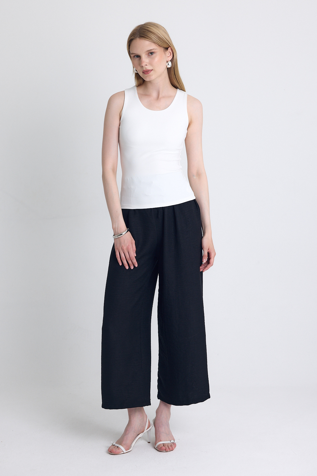 Ekru Slim Fit Kolsuz Basic Atlet 9194M - 3