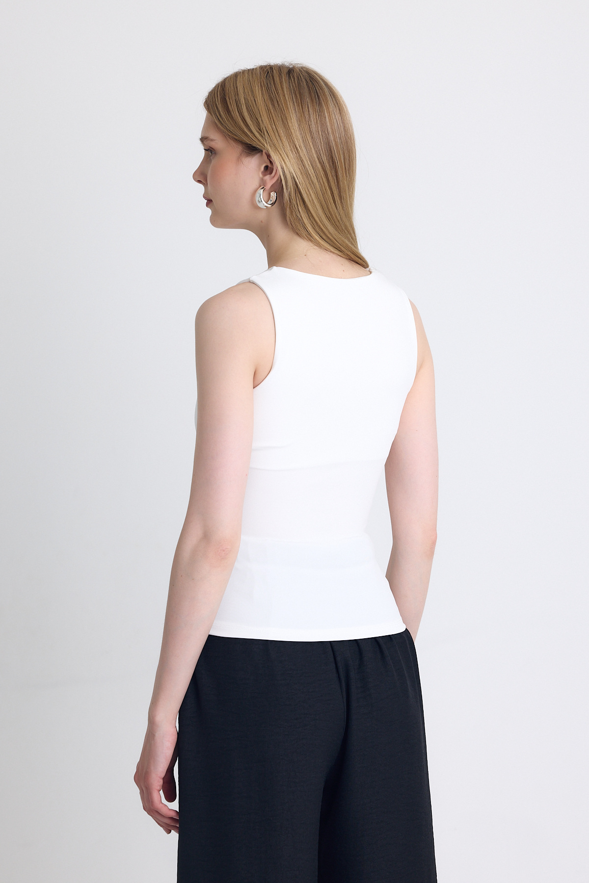 Ekru Slim Fit Kolsuz Basic Atlet 9194M - 5