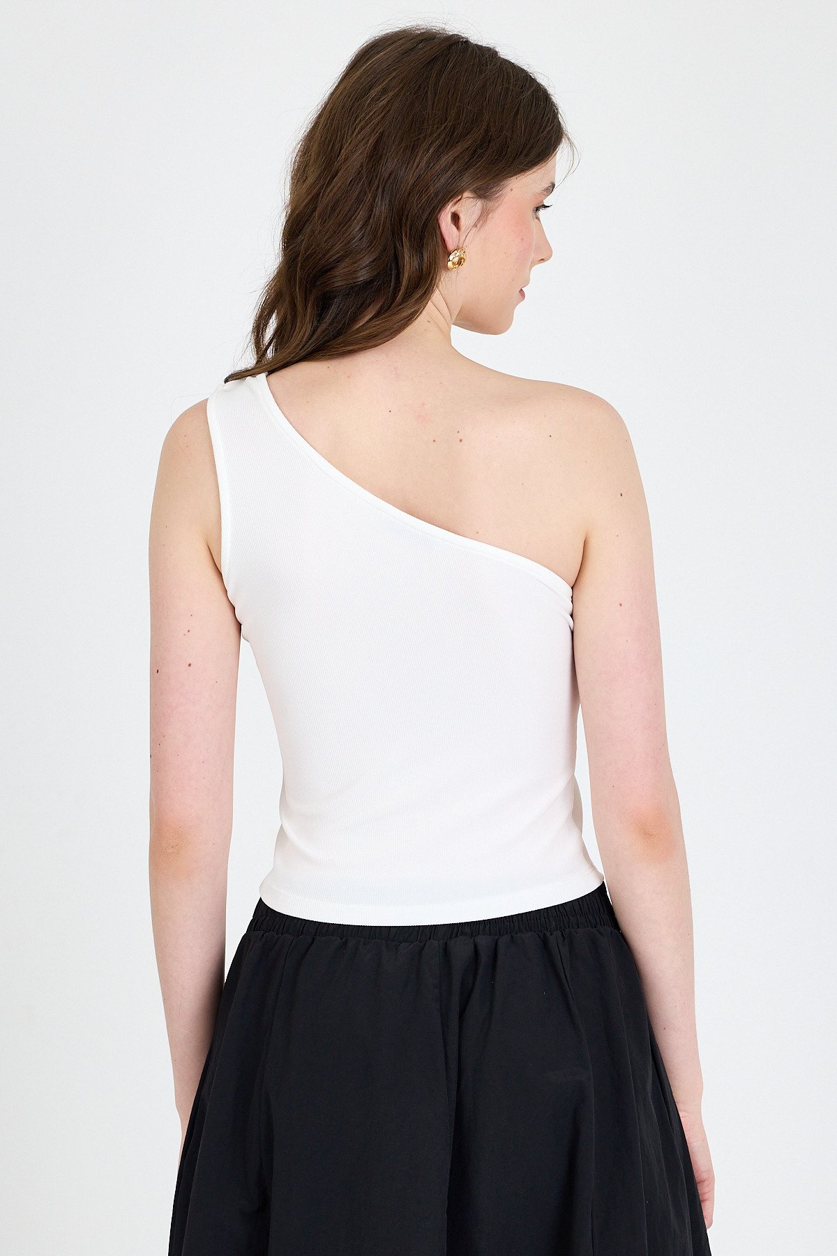 Ekru Toka Detaylı Tek Omuz Bluz 1649 - 5