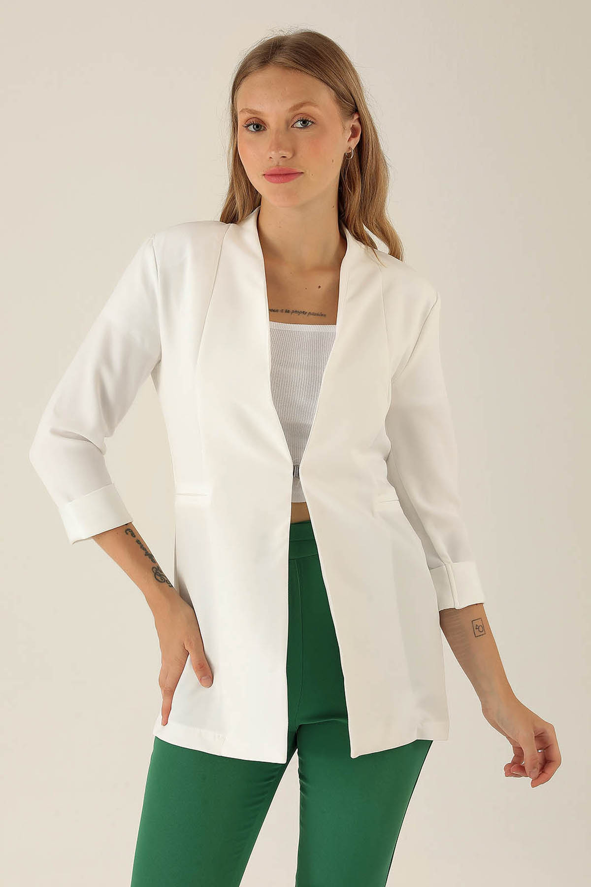 Fakir Kol Ceket - 6005A Ekru 