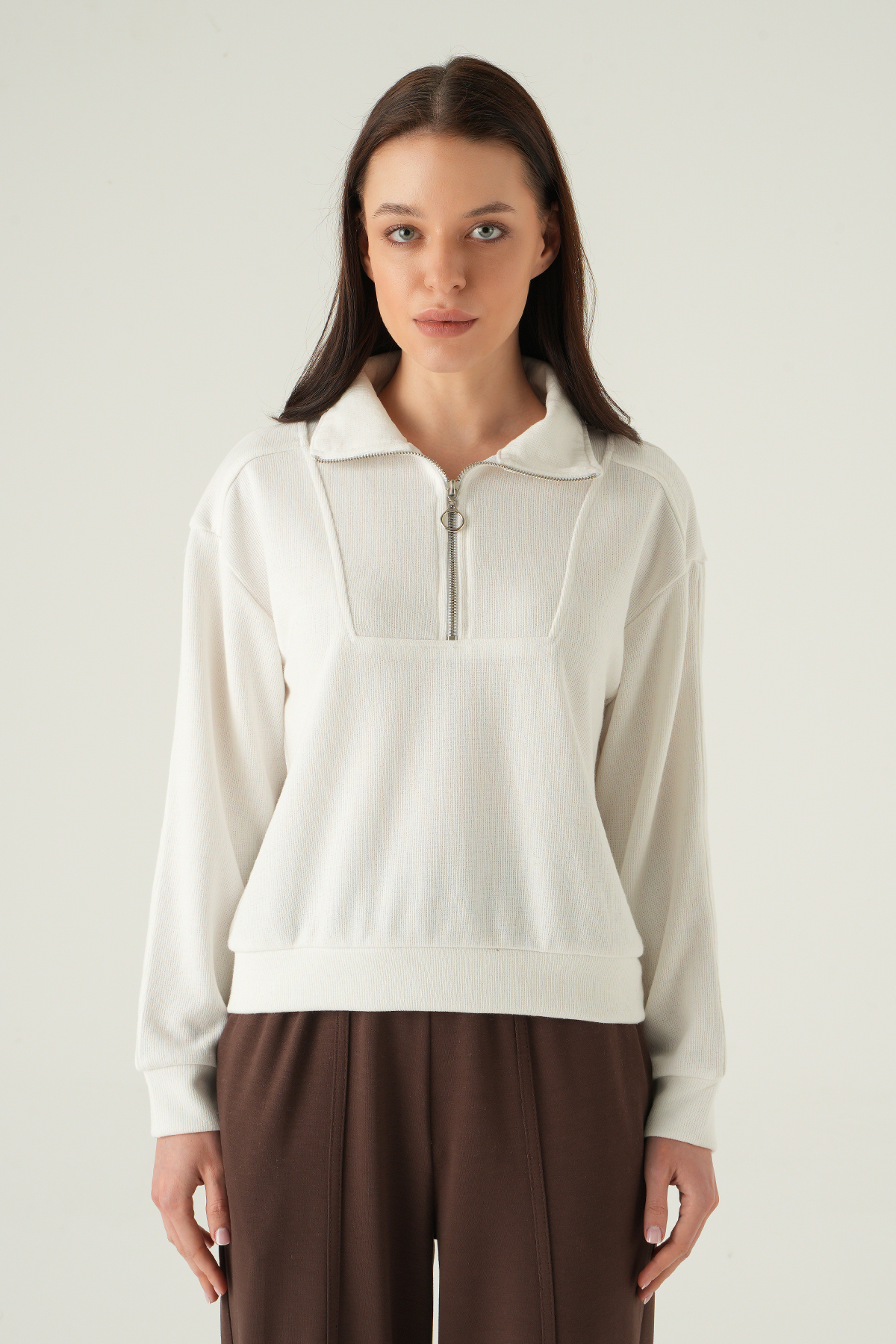 Fermuar Detay Kazak Ekru 3065A - RAYS (1)