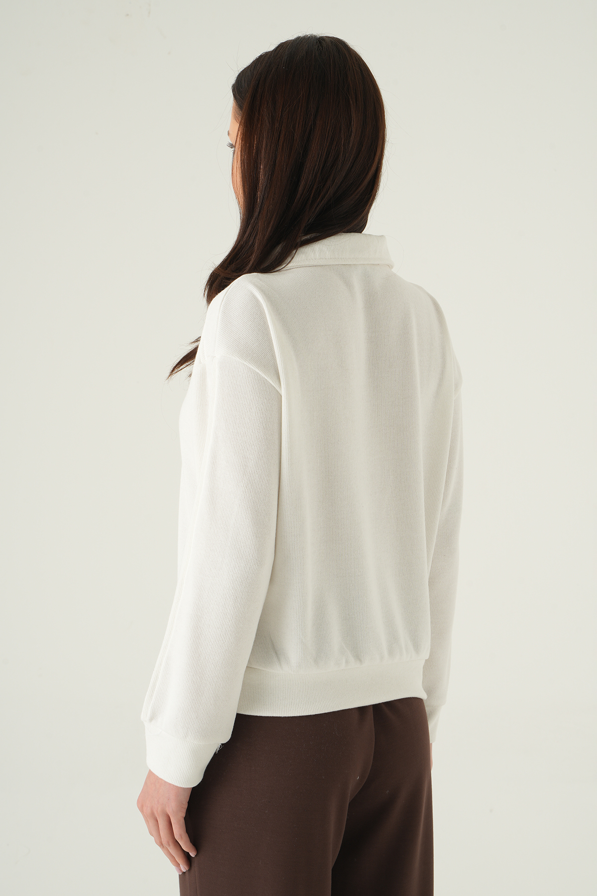 Fermuar Detay Kazak Ekru 3065A - 5