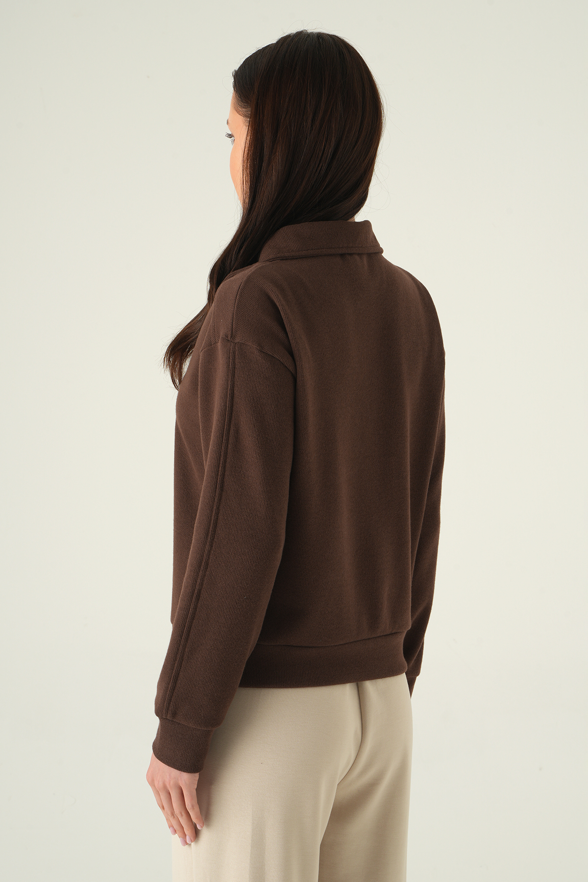 Fermuar Detay Kazak Kahve 3065A - 5