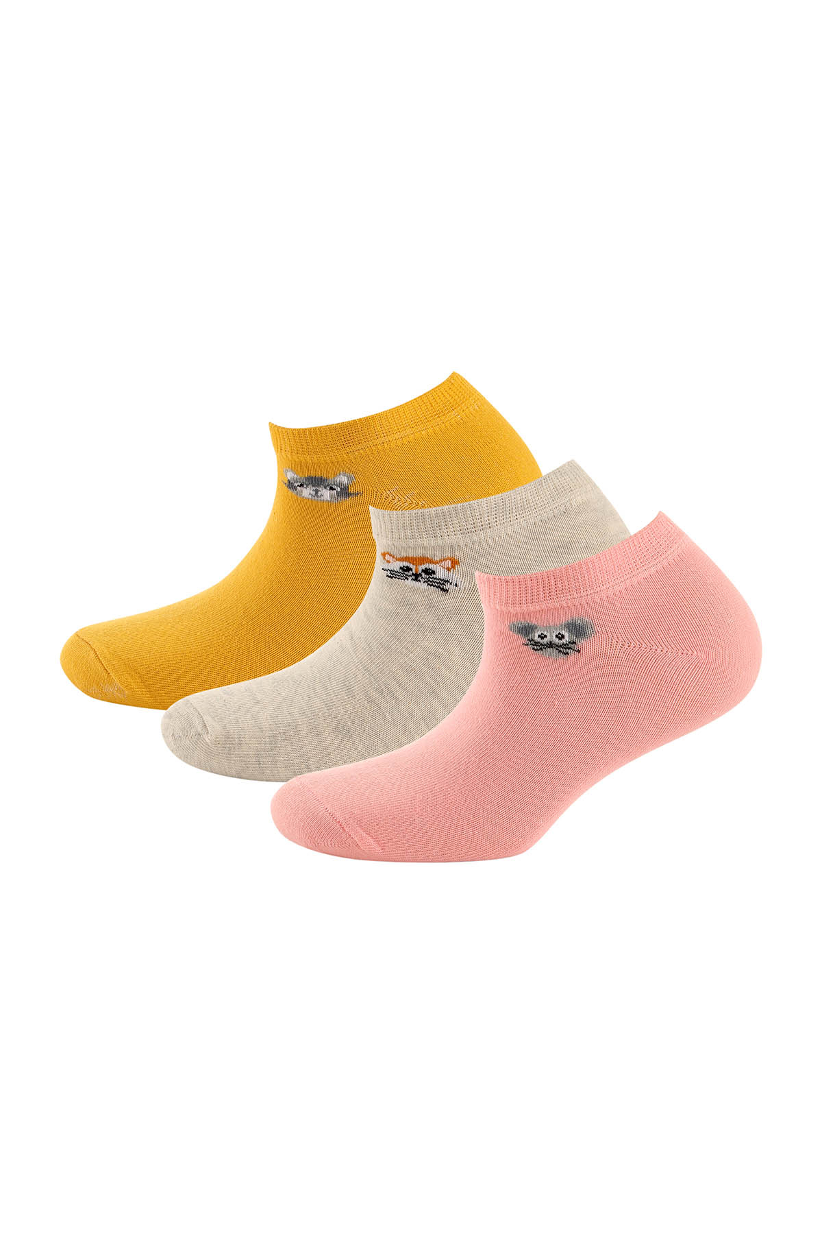 Figürlü 3'Lü Patik Bayan Çorap - 1013 Renkli - 1