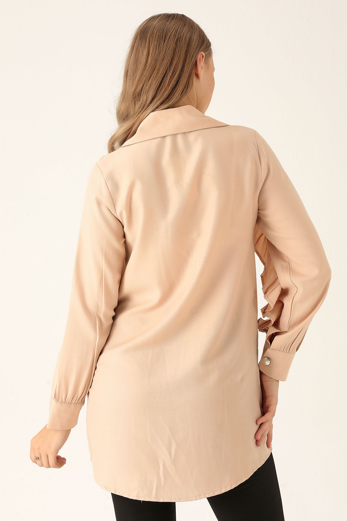 Fırfır Detay Bayan Gömlek - 6731A Bej - 4