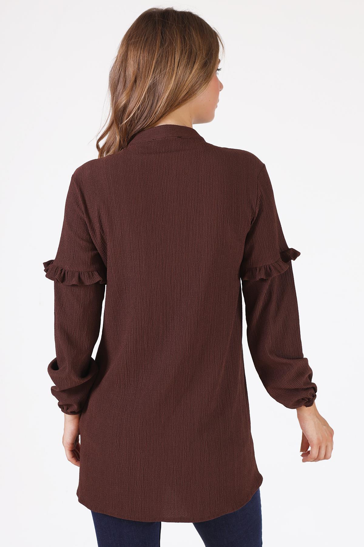 Fırfır Detaylı Tunik - 6432A Kahve - 5