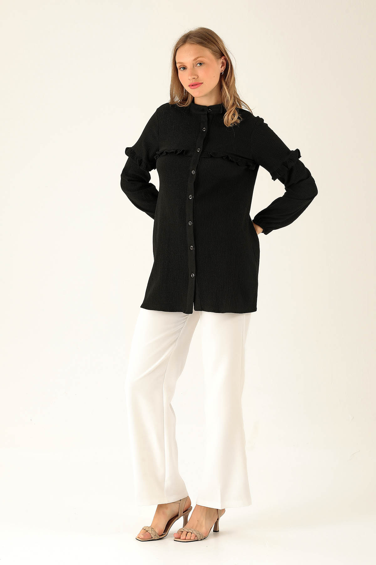 Fırfır Detaylı Tunik - 6432A Siyah - 4