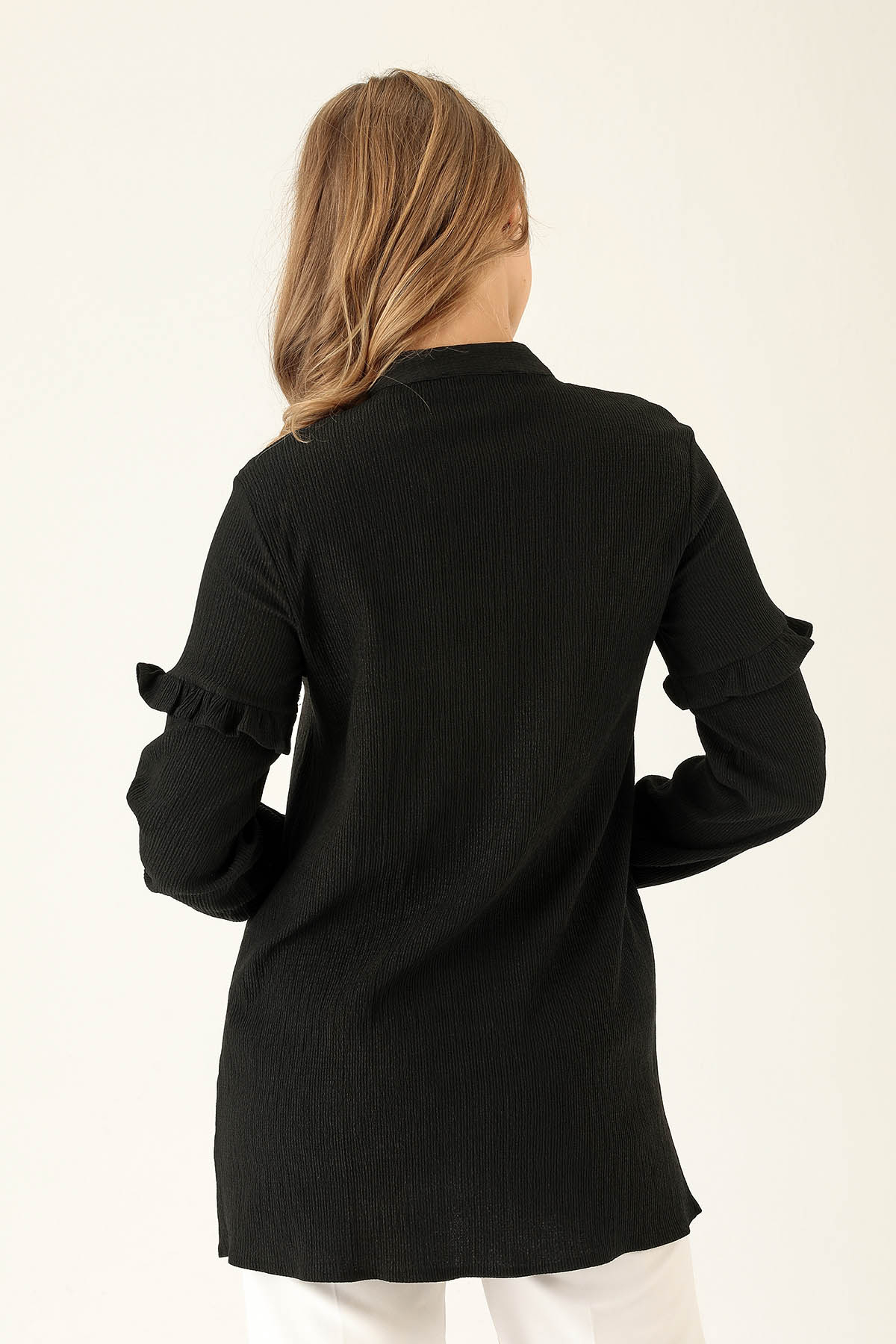 Fırfır Detaylı Tunik - 6432A Siyah - 5