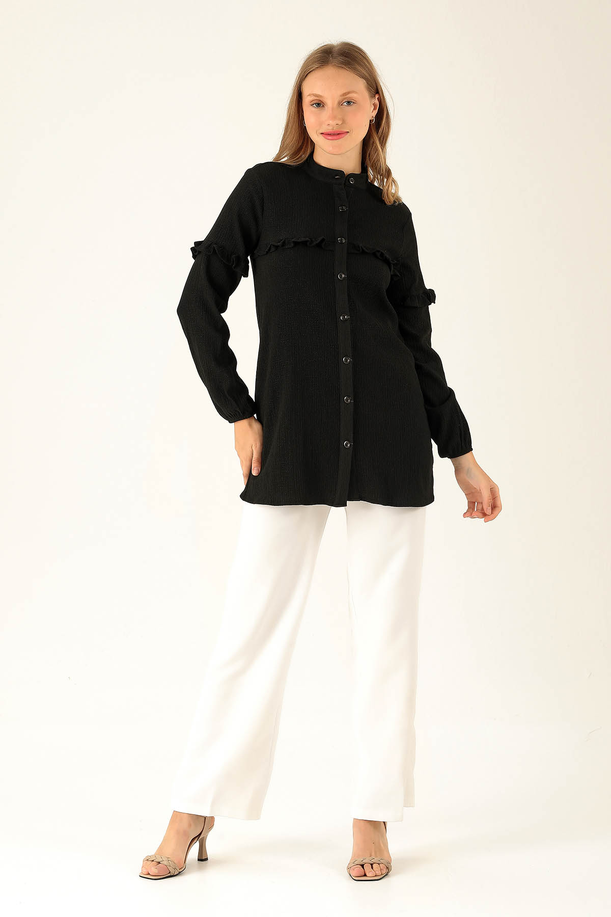 Fırfır Detaylı Tunik - 6432A Siyah - 3