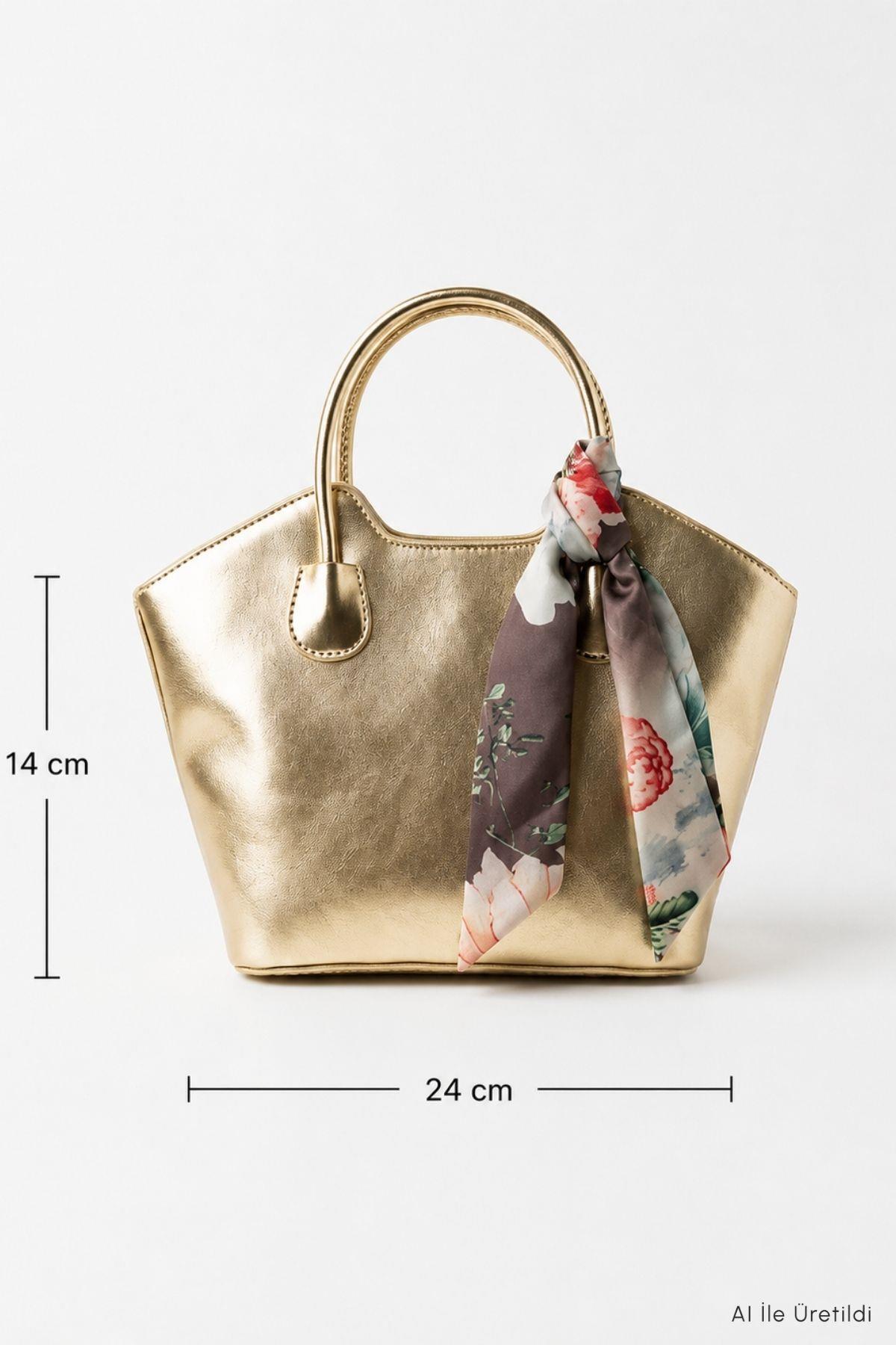 Fular Detaylı El Çantası 9344 Gold - RAYS