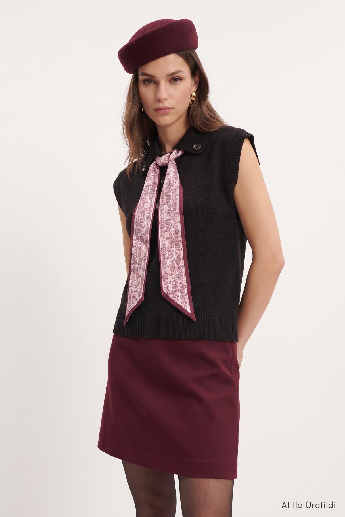 Fularlı Polo Yaka Süveter 2647 Siyah - RAYS