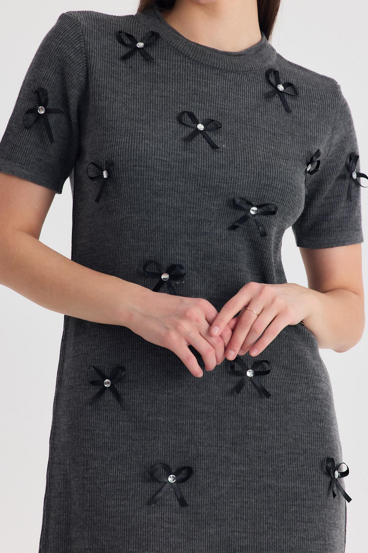 Füme Kurdela Detay Triko Elbise 2117 - 4